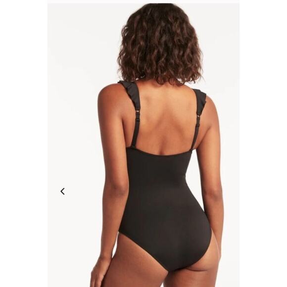 NWT SEA LEVEL Australia Eco Essentials Frill Black One Piece, sz US 6 - Picture 3 of 9